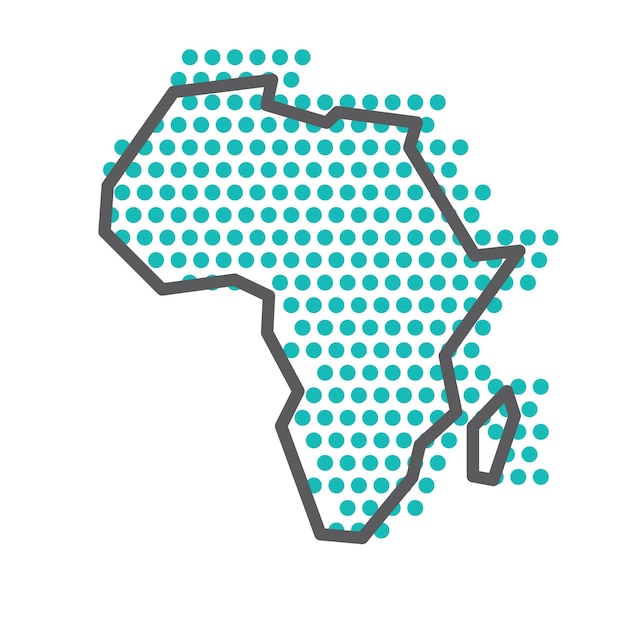 Africa simple outline map with green halftone dot pattern