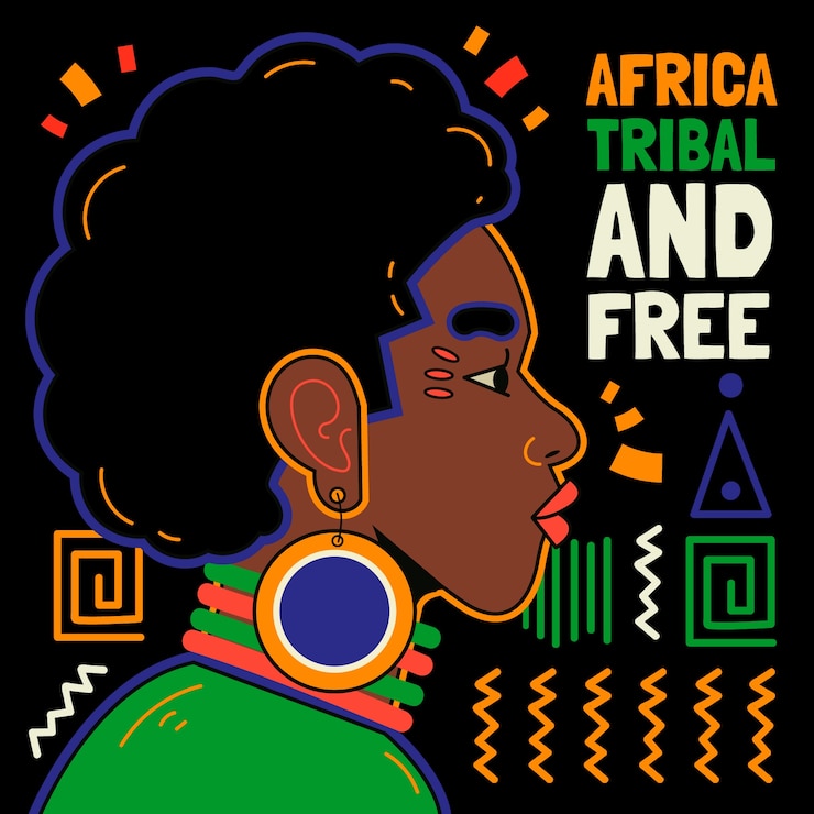 Vector africa tribal and free portrait illustration
