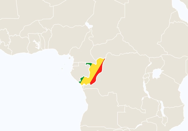 Vettore africa con mappa del congo evidenziata. illustrazione di vettore.