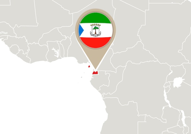 赤道ギニアの地図と旗が強調表示されたアフリカ