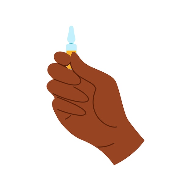 African american black hand with ampoule full of liquid for injection