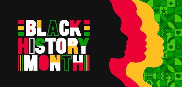 Vector african american black history month colorful lettering typography with background celebrated