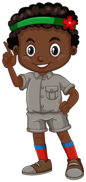 Vector african american boy pointing finger