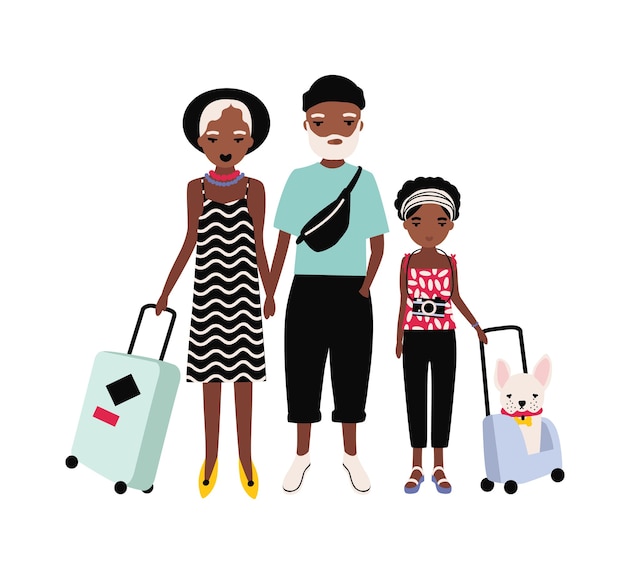 Vector african american family on journey