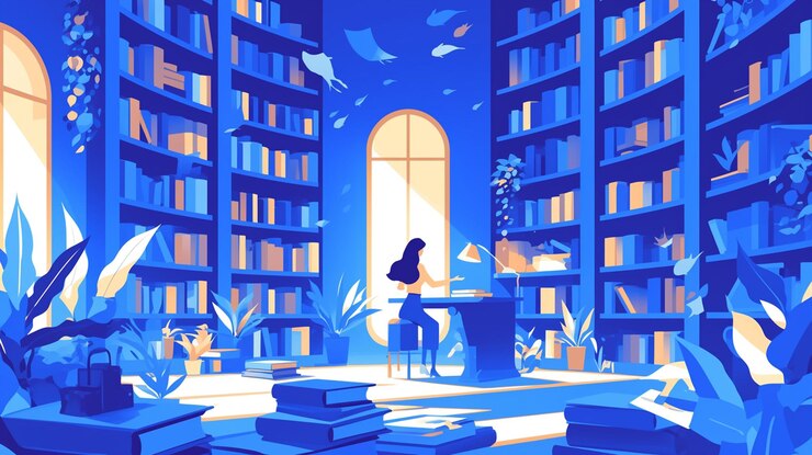 Vector african american female librarian in her 50s helping a patron