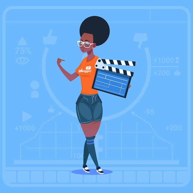 African American Girl Holding Clapperboard Modern Video