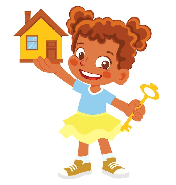 African American Girl met huis en sleutel