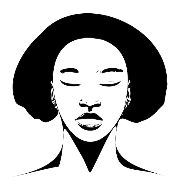 African american girl minimalist drawing