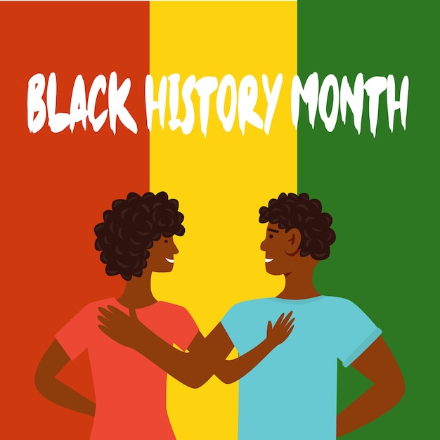 Vettore mese della storia afroamericana o della storia nera diritto dei neri illustrazione vettoriale piatta