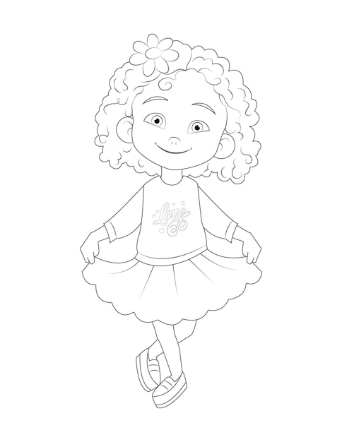 African American kids Curly Hair Girl Coloring Page