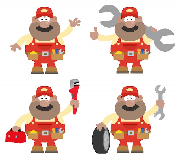 Vector african american mechanic character