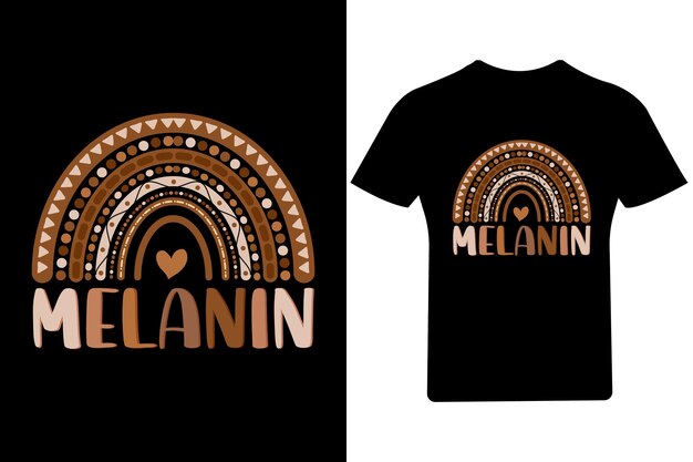 アフリカ系アメリカ人のメラニン T シャツ デザインまたはメラニン T シャツまたはメラニン タイポグラフィ、