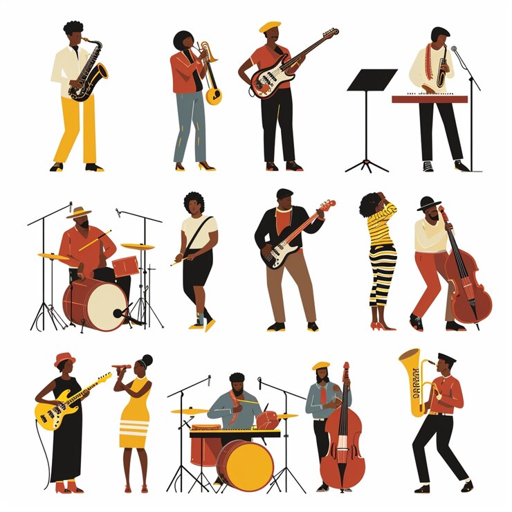Vector african american musicians 2