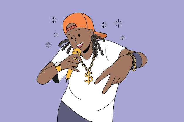 Vector african american rapper singing