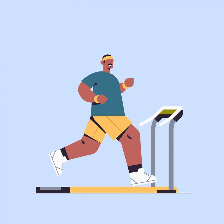 Vector african american sportsman running on treadmill man having workout cardio fitness training healthy lifestyle sport concept full length illustration