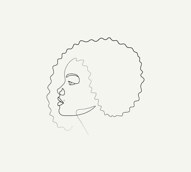 African American Woman Abstract Beauty Girl Elegant Line Art Drawing Vector Illustration