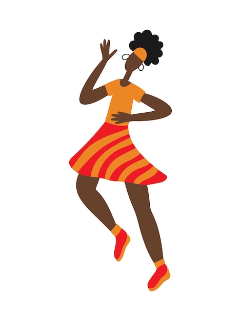african american woman dancing and celebrating stylized simple hand drawn illustration