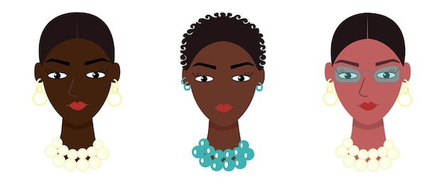 African American woman face. Social media avatar. Flat Vector illustration.