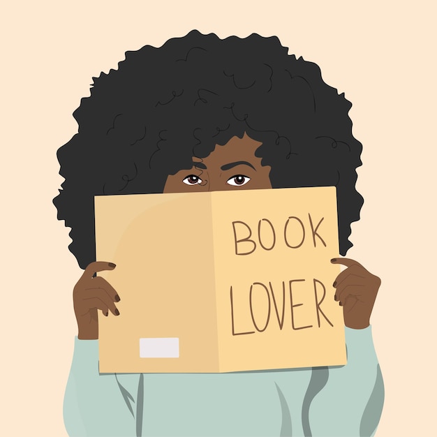 책 뒤에 숨어있는 아프리카계 미국인 여성