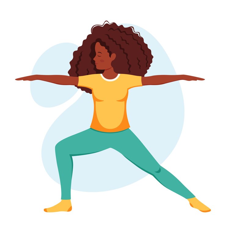 Vector african american woman practicing yoga