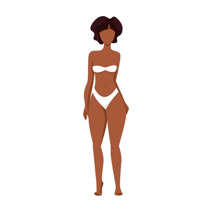 Vector african american woman in white underwear