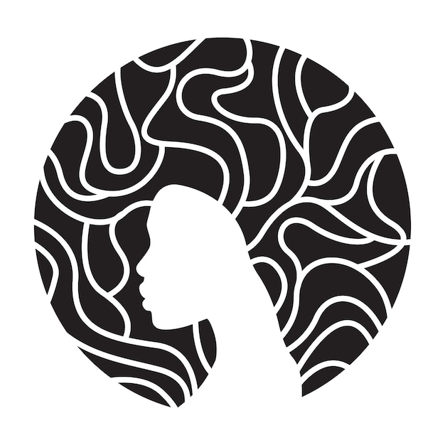 아프로 머리 스타일 icone와 아프리카계 미국인 여자입니다. 뷰티 산업을 위한 벡터 아이콘입니다.