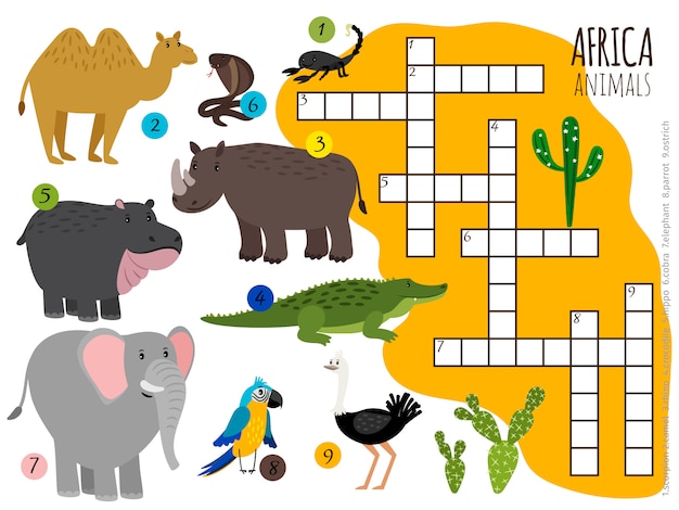 African animals crossword