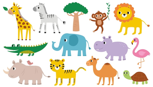 Vector african animals vector cartoon set