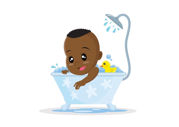 African Baby boy taking a bath.