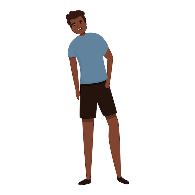 Vettore icona dello sportivo del ragazzo africano cartone animato di icona vettoriale dello sportivo del ragazzo africano per il web design isolato su sfondo bianco