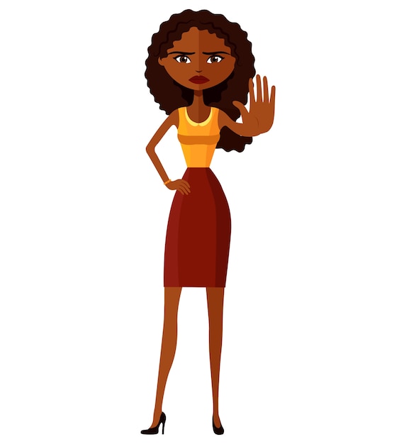 Vector african business woman showing stop gesture