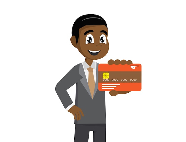 African Businessman holding a Credit card.