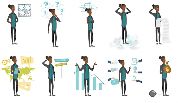 Vector african businessman set