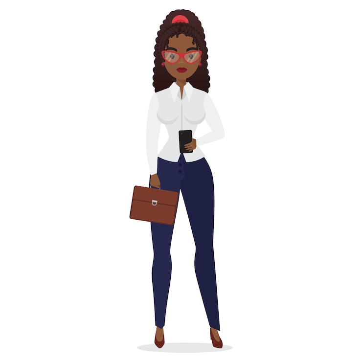 Vector african businesswoman with suitcase