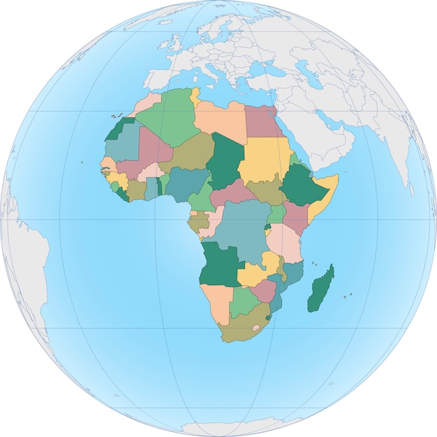 African continent on the globe