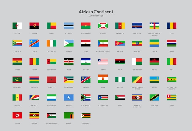 アフリカ諸国の四角形の旗のアイコン