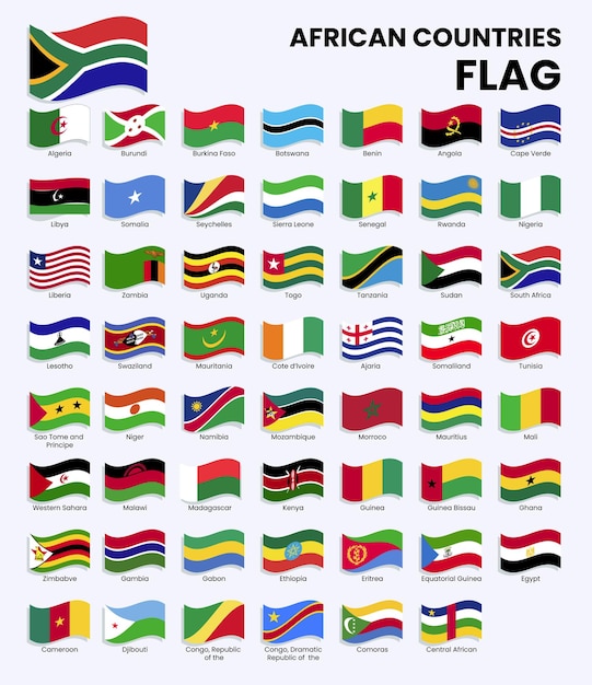 Vector african countries waving flags collection