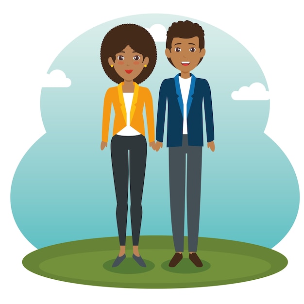 Vector african couple standing design