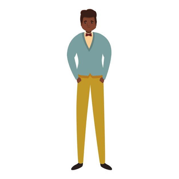 Вектор Икона африканского элегантного мальчика мультфильм векторной иконки африканского элегантного мальчика для веб-дизайна изолирован на белом фоне
