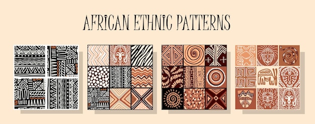 Vector african ethnic pattern a set of patterns in the same style traditional african ornament