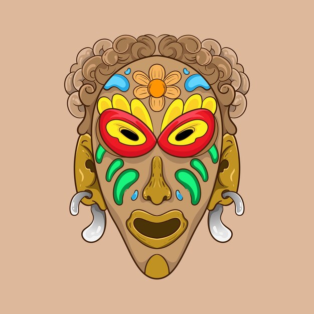 african ethnic tribal ritual masks of different shape isolated on white background illustration