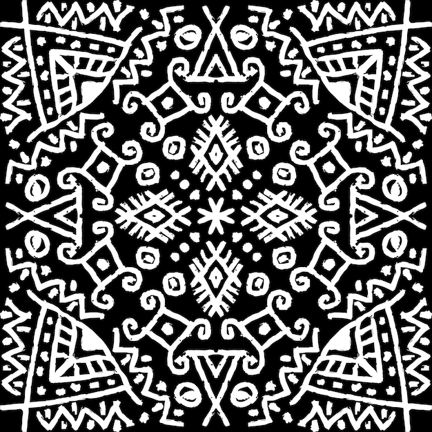African ethnic tribal seamless pattern background on black and white