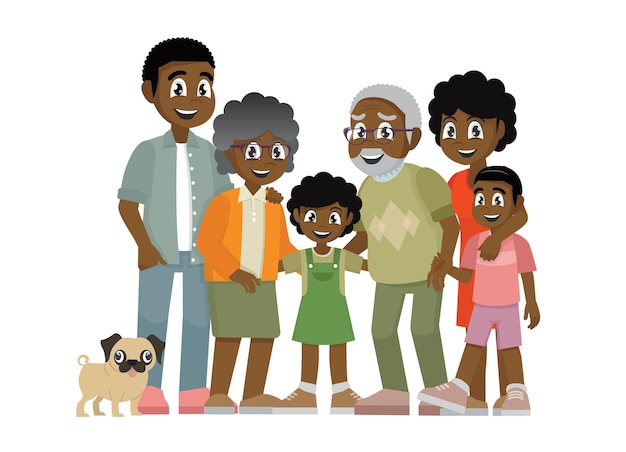 Vector african family parents children grandmother and grandfather