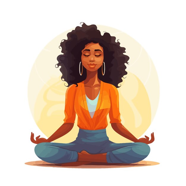 African_female_cartoon_practice_meditation