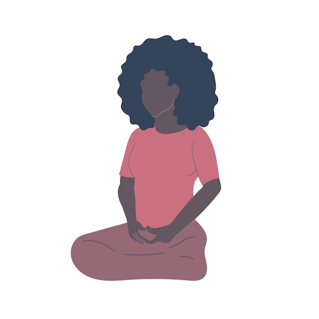 African female meditating vector illustration