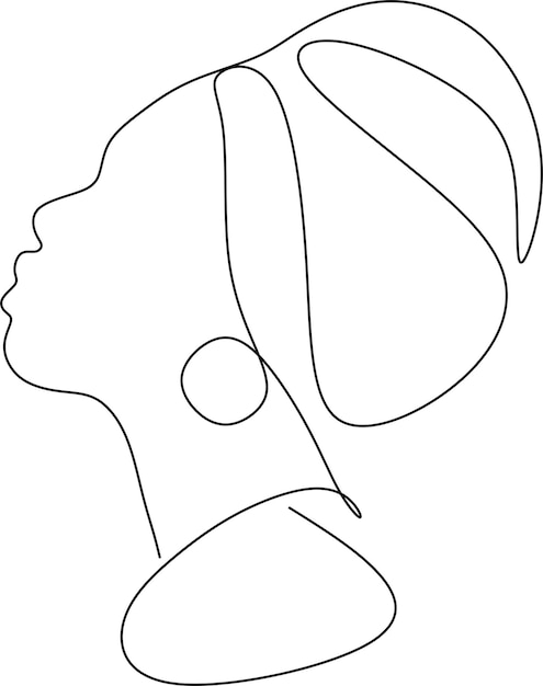 African female silhouette single line on a white background