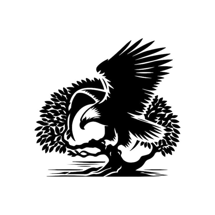 Vector african fish eagle modern minimal silhouette style vector design