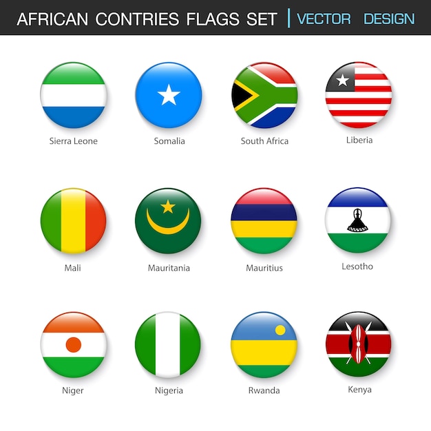 African Flag icon set in Circle vector Design Elemant illustration