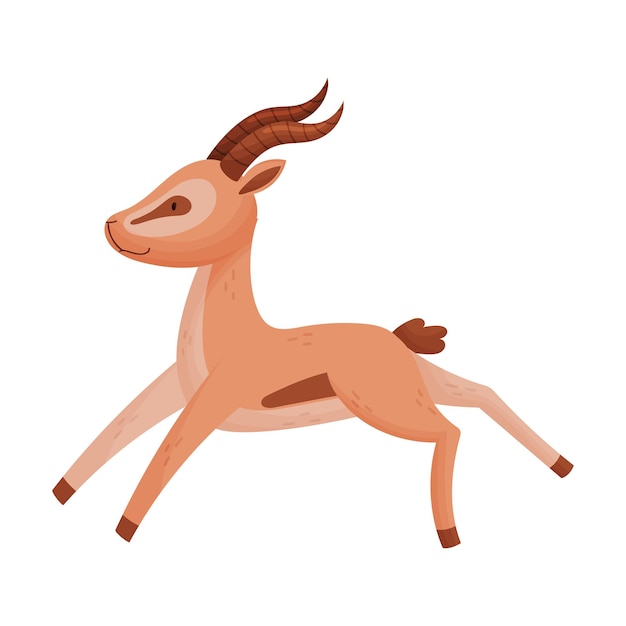 Gazzella africana in postura di salto disegno stilizzato illustrazione vettoriale animale di salto vista laterale