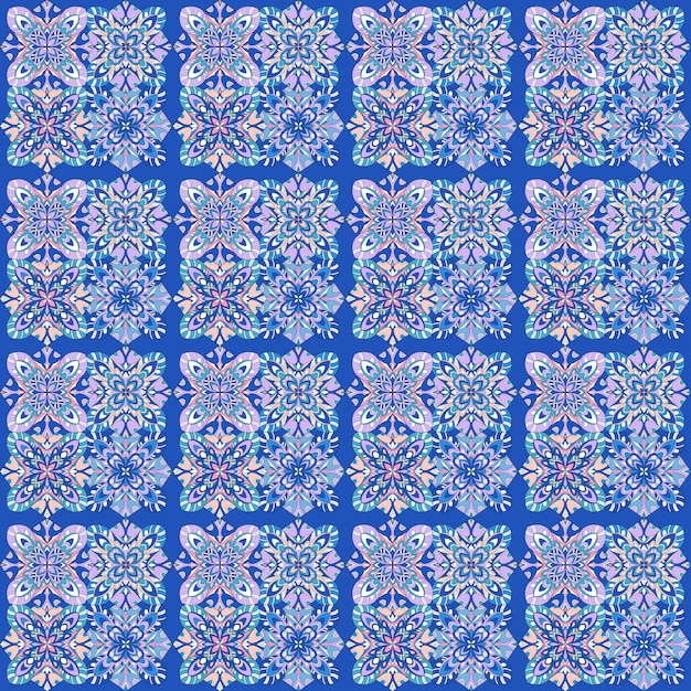 파란색, 부족 민족 원활한 디자인의 아프리카 기하학적 패턴
